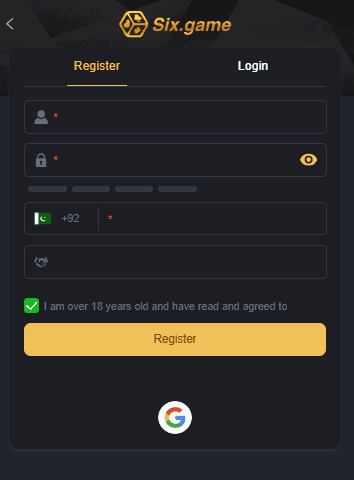Six Game APK Register